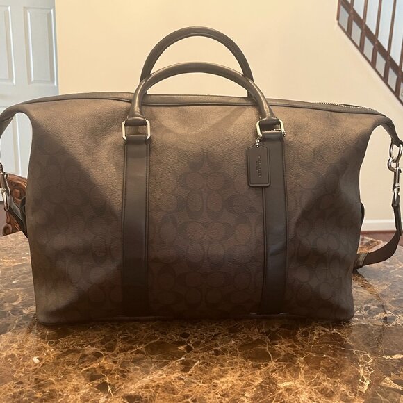 Coach Duffle Travel/Weekender Bag in Signature Canvas (Brown/Black) - Picture 1 of 16